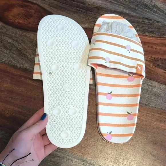 Joules Printed Pool Slide Sandals Poolside White Apple - Picture 6 of 7